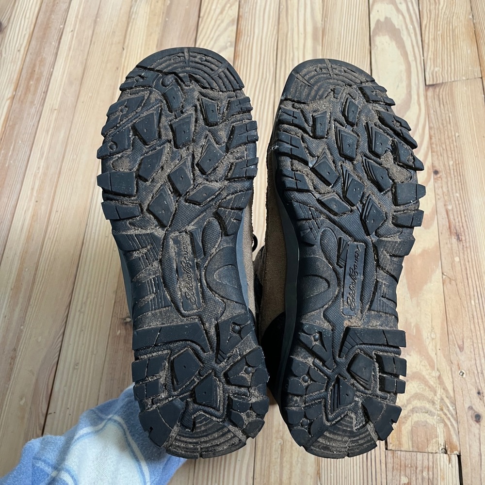 Eddie Bauer Mens 10 Waterproof Hiking Boots Brown Suede Mesh Mid Top Trail Shoes - Picture 8 of 9